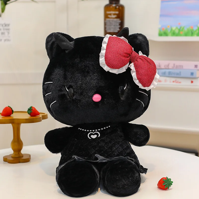 Muñeco de peluche de dibujos animados de Ángel oscuro, gatito, gato, almohada con lazo, regalo para niña, muñeca Kawaii, manos cálidas para invierno, decoración del hogar, regalos de navidad