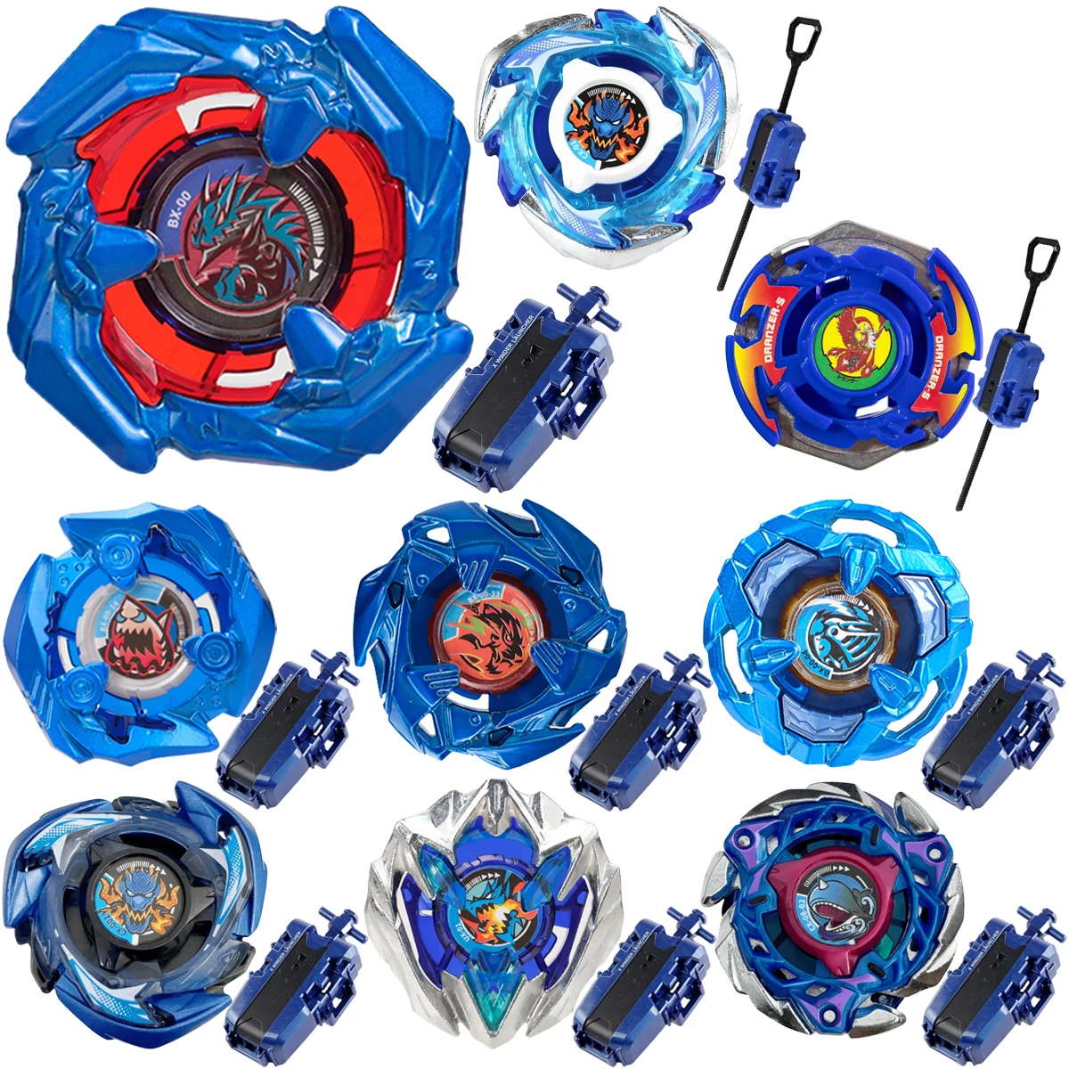 

Blue Series Alloy Gyroscope, Children's Battle Toys BX, CX, UX With Starter，CX-001 BX00-1 CX08-02 Launcher