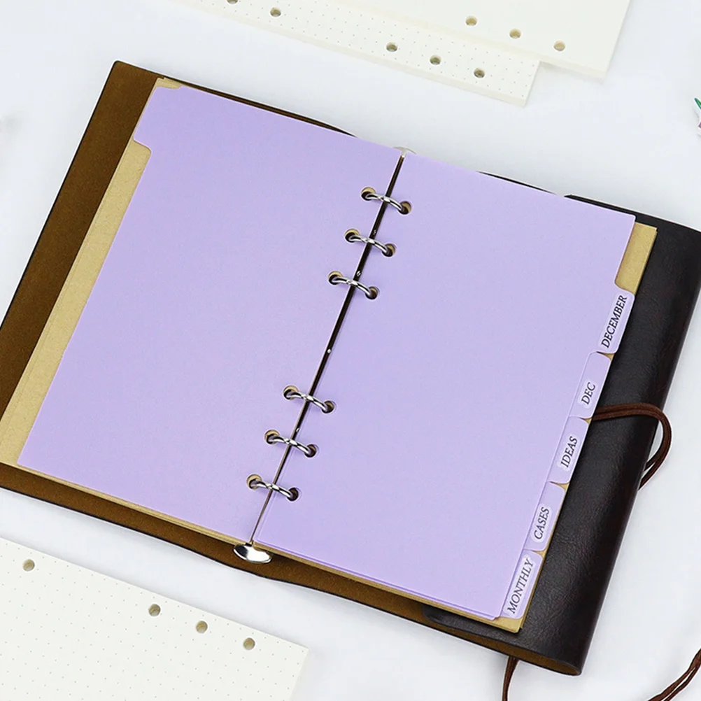 

6 Pcs Notebook Refill Dividers Binder Tabs Plastic Label Colored Tabbed for Office Pp Index