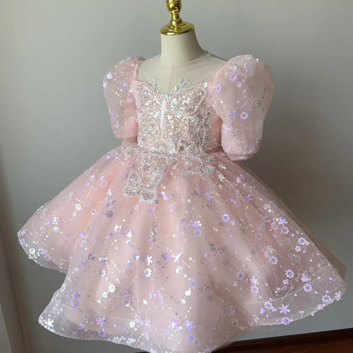 فستان أطفال موضة بنات راقية على الطراز الغربي عرض أزياء فستان الأميرة فتاة صغيرة عيد ميلاد زهرة فتاة المضيف أداء #2