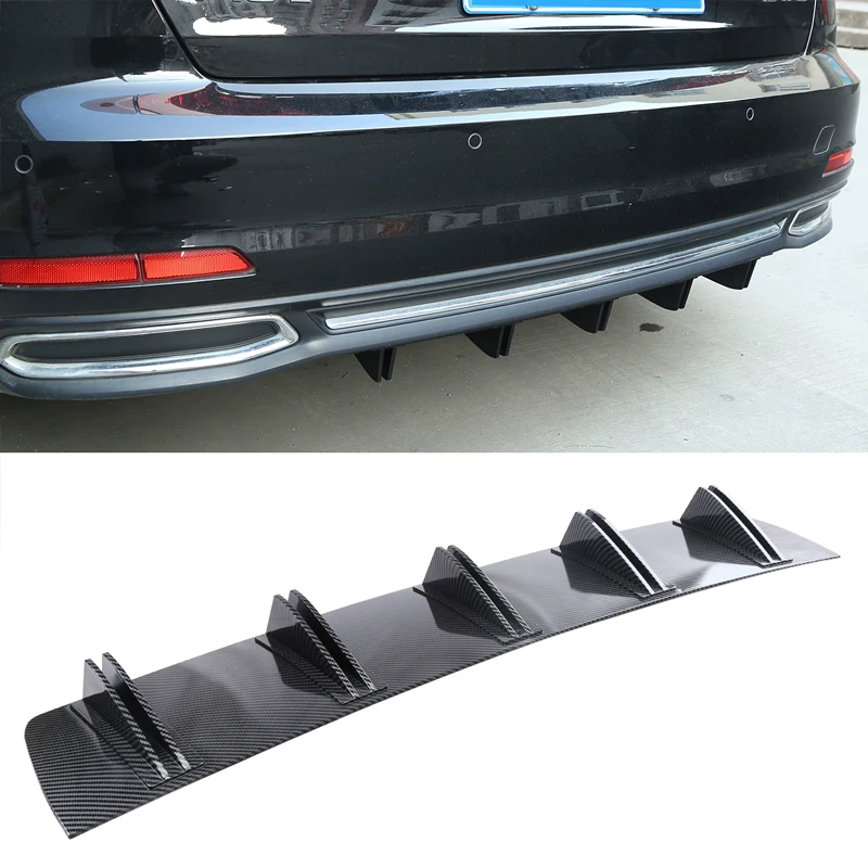 

Universal Car Rear Bumper Lip ABS Double Wing Rear Shark Chassis Fin Style Curved Bumper Lip Diffuser Anti-collision 2 in 1