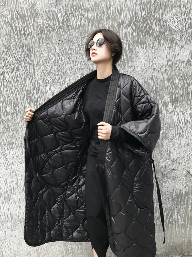 LANMREM 2024 New autumn And Winter Japan Styles Batwing Sleeves Loose Big Size Cotton-padded Coat Women Windbreaker JD18601