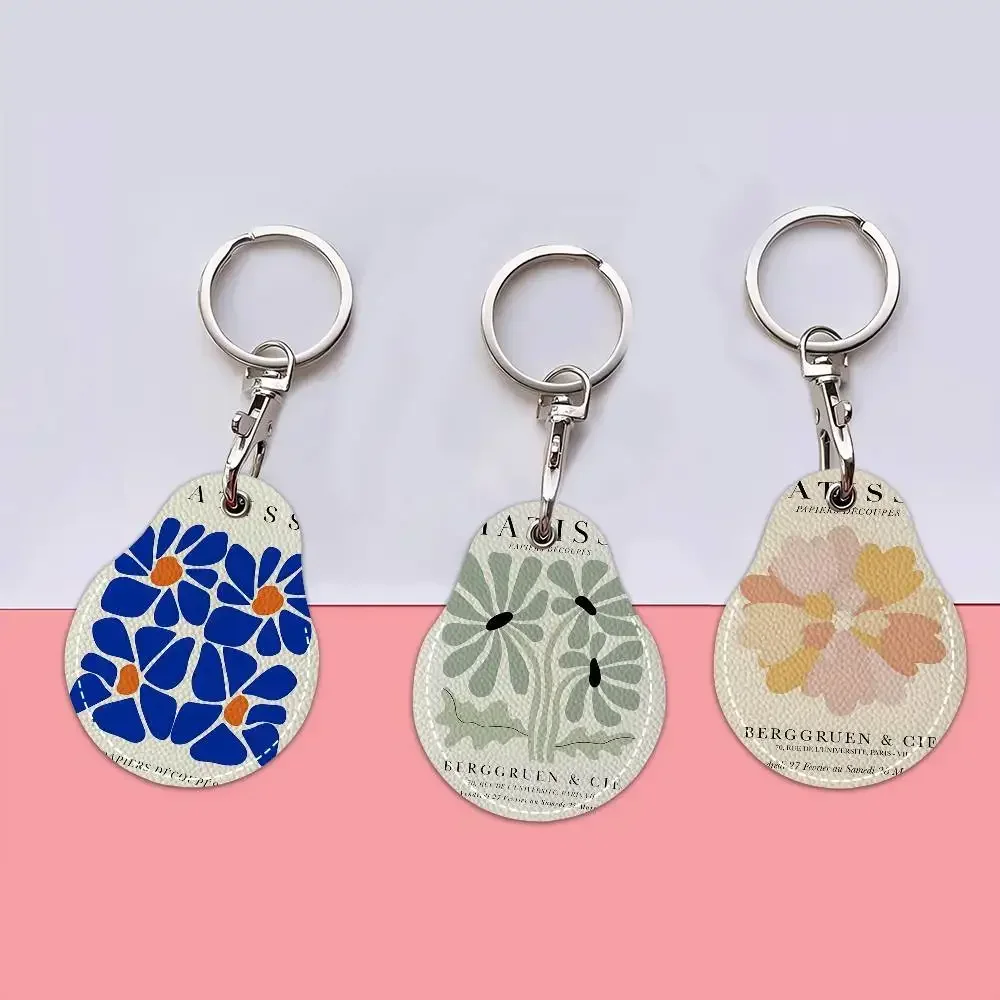 H-Henri M-Matisse PU Card Holder Keychain Key Ring Door Lock Access Tags Card Case Keychain Access Card Key Tag Ring