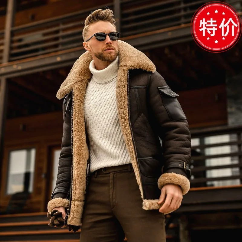 Men's Large Size Scrub Fashion Versatile Composite Leather Jacket Thick Coat Coat