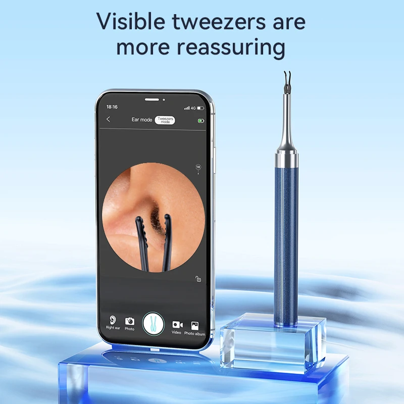 WIFI Wax Endoscope 8MP HD Earpick Smart Visual Ear Cleaner with Tweezers Powered Mini Camera Otoscope Personal Health Care Tool