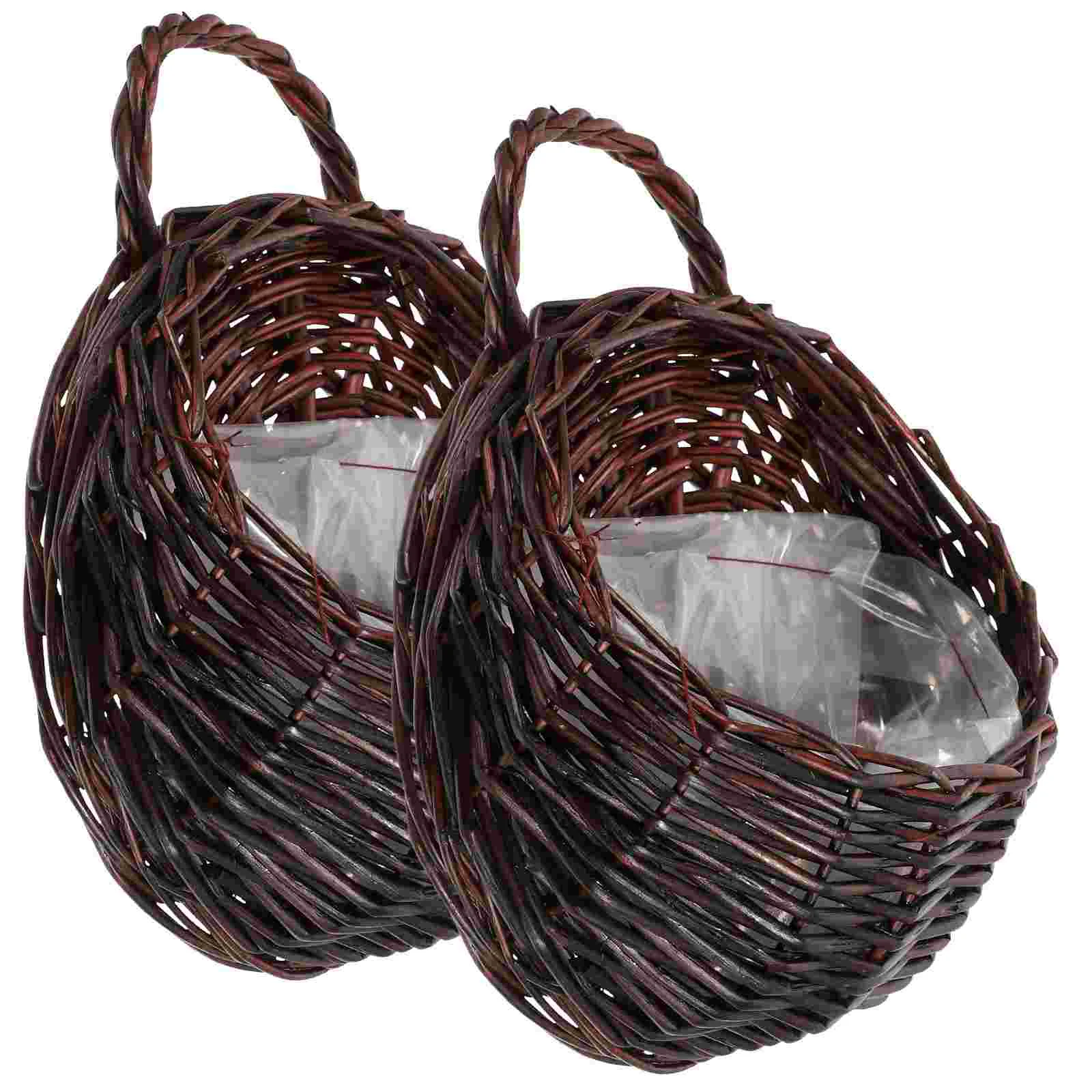 2 Pcs Wall Hanging Rattan Flower Basket Artificial Plants Woven for Container Stand