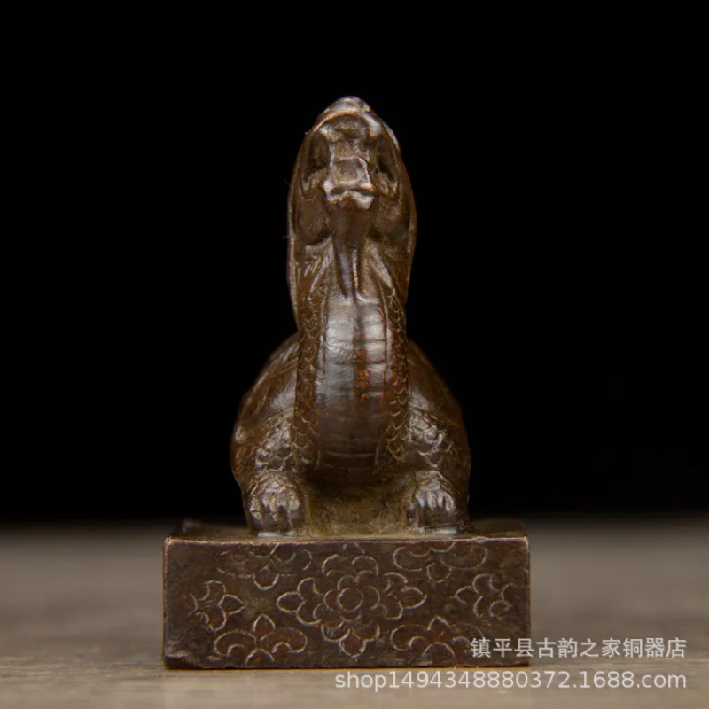 Brass Sky Dragon Turtle Seal Solid Stamp Office Living Room Shop Desktop Ornament Decoration