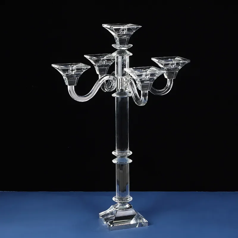 Luxury Crystal Candlestick Holder for Wedding Table Centerpiece Elegant Flower Vase Home Party Soft Decoration Ornament