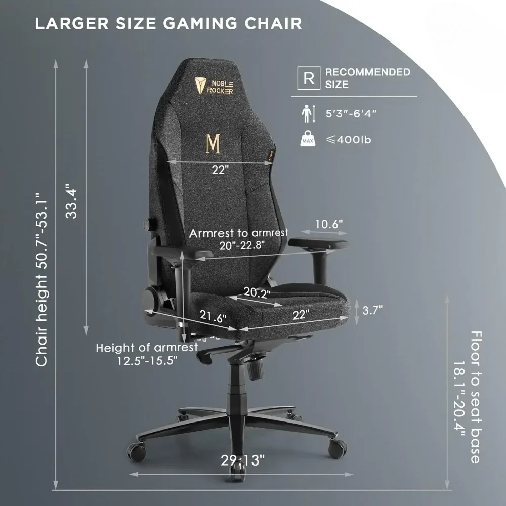 Cadeira ergonômica do jogo do PC com apoio lombar headrest, cadeira do computador, confortável e grande, grande e alto, braços 4D