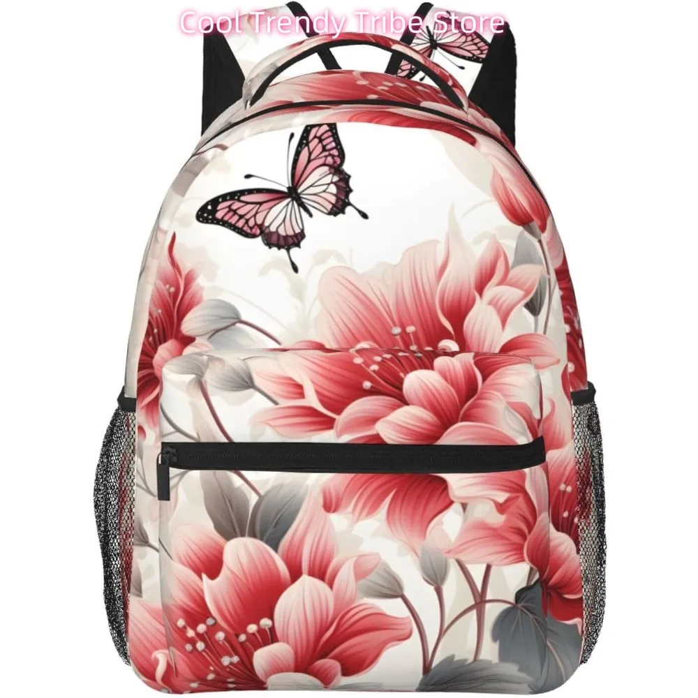 

Сумка для ноутбука «Снова в школу» Легкий рюкзак для ноутбука с принтом бабочек и цветов Легкий многоцелевой дорожный повседневный рюкзак Un