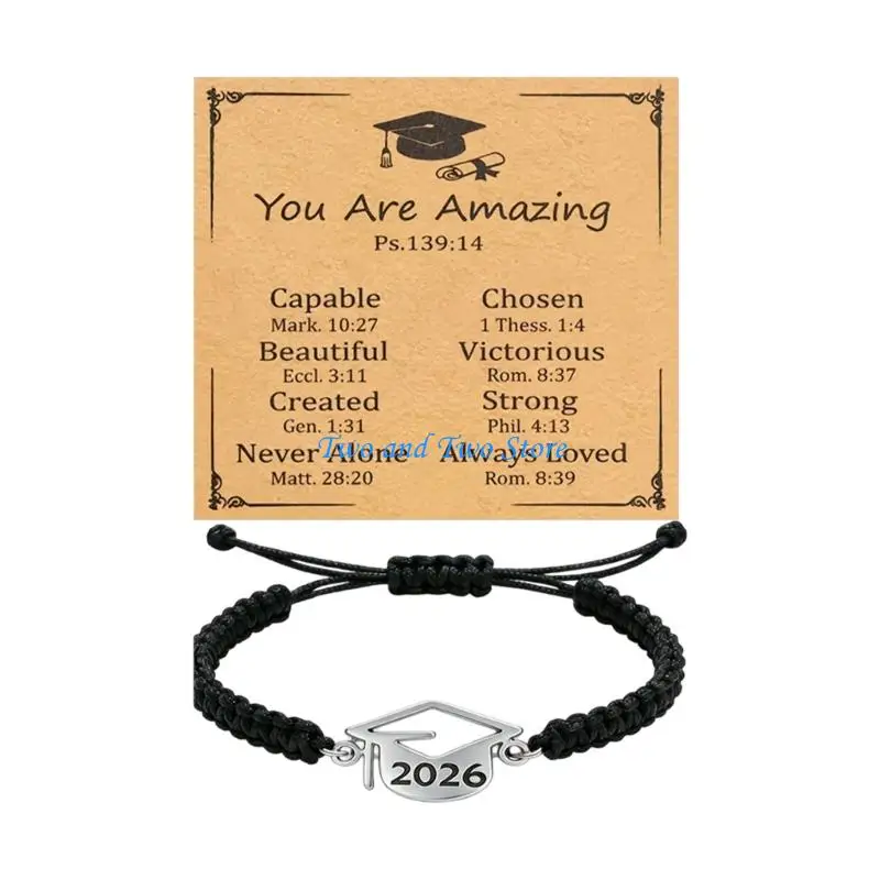 HX6F Class Of 2026 Commemorative Wristband Soft Nylon Cord Perfect Graduation Gift