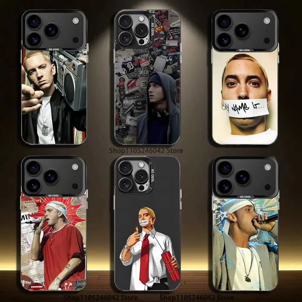 

Чехол для телефона Rapper E-Eminem для iPhone 17,16,15,14,13,12,11,Pro,XS,Max,Plus,Mini,SE4,E, черный матовый противоударный чехол