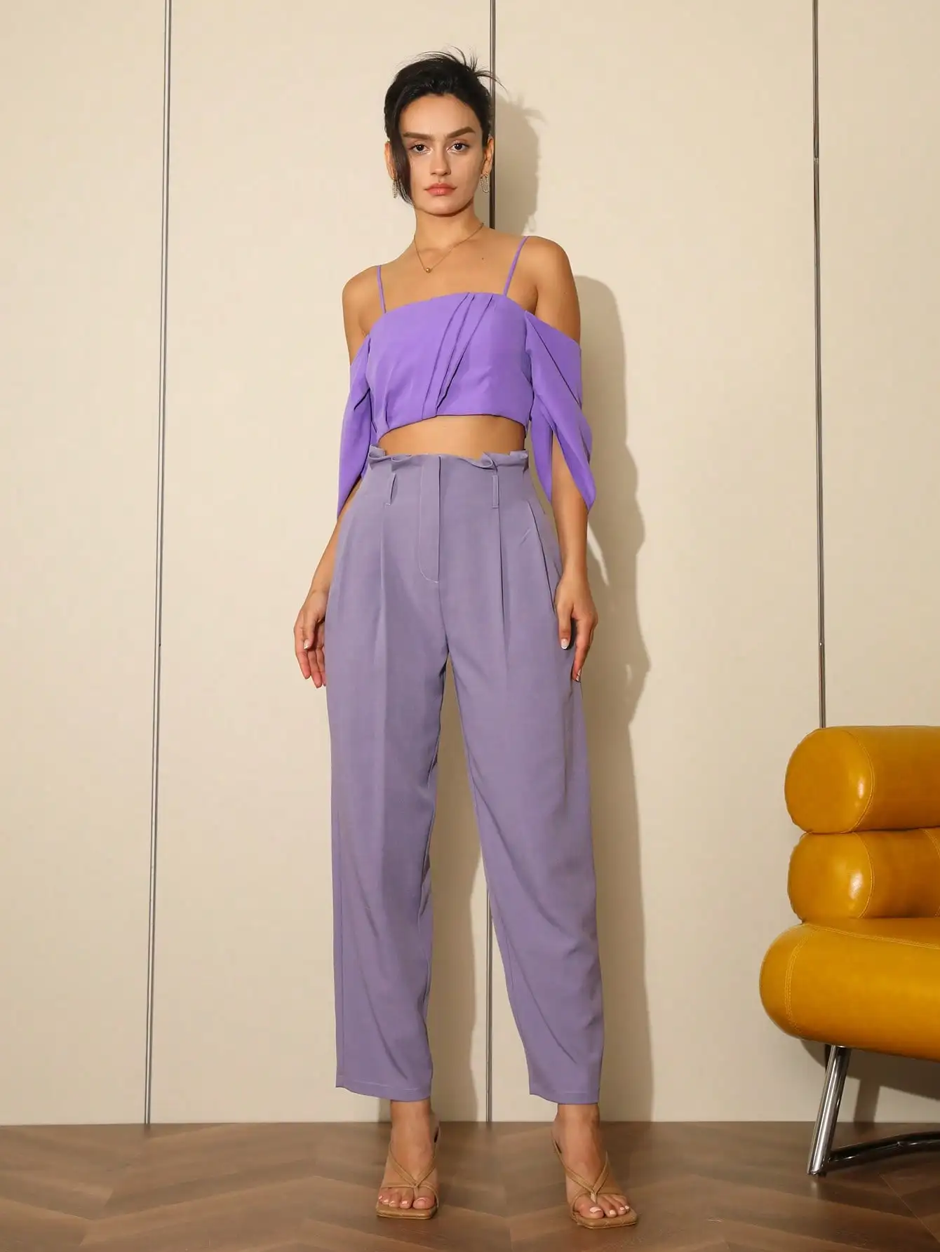 AEL  2024 autumn and winter new popular urban office slim fit solid color long suit pants for women