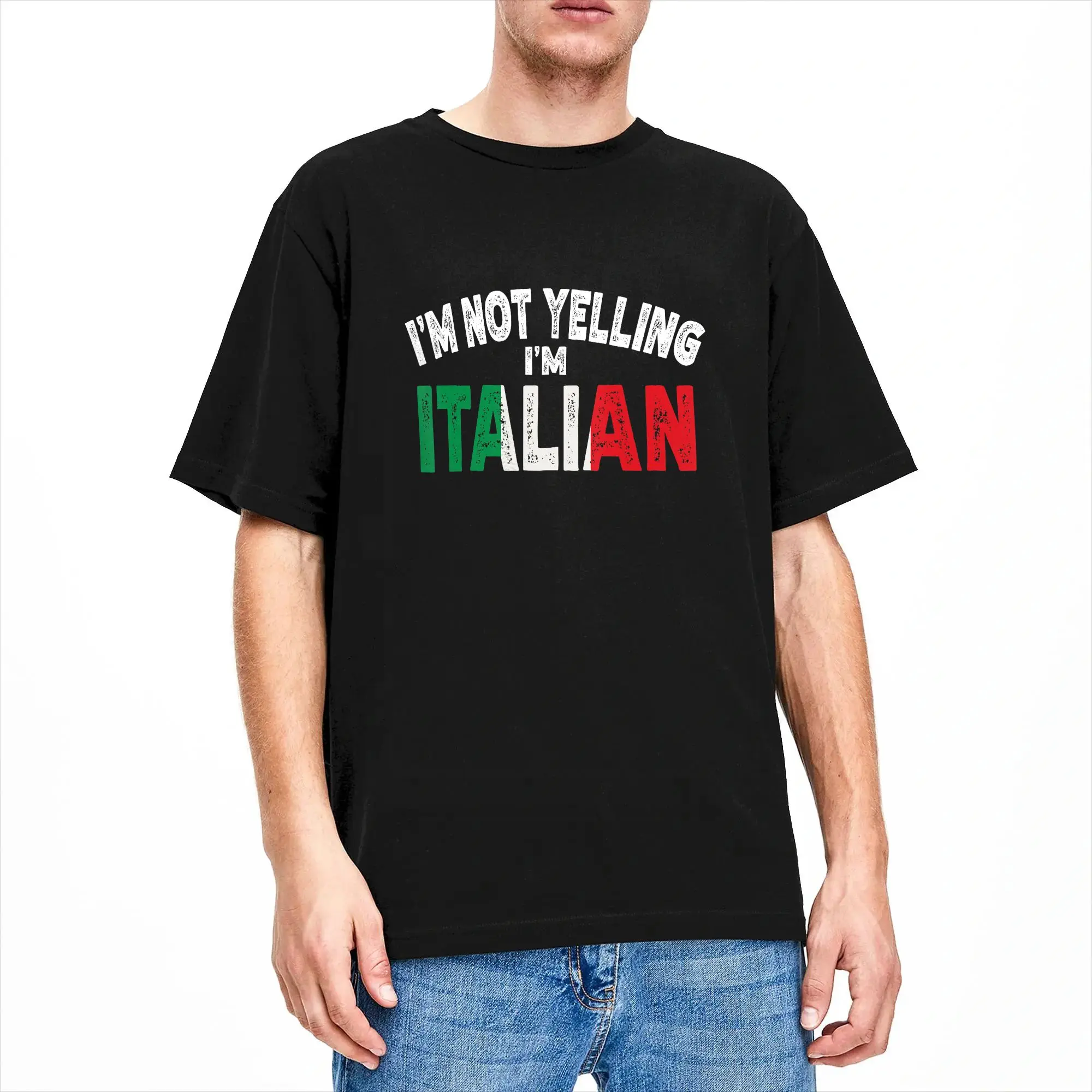 I'm Not Yelling I'm Italian Funny Italian Men T Shirt  Creative Tees Short Sleeve Round Neck T-Shirts 100% Cotton Gift Clothing