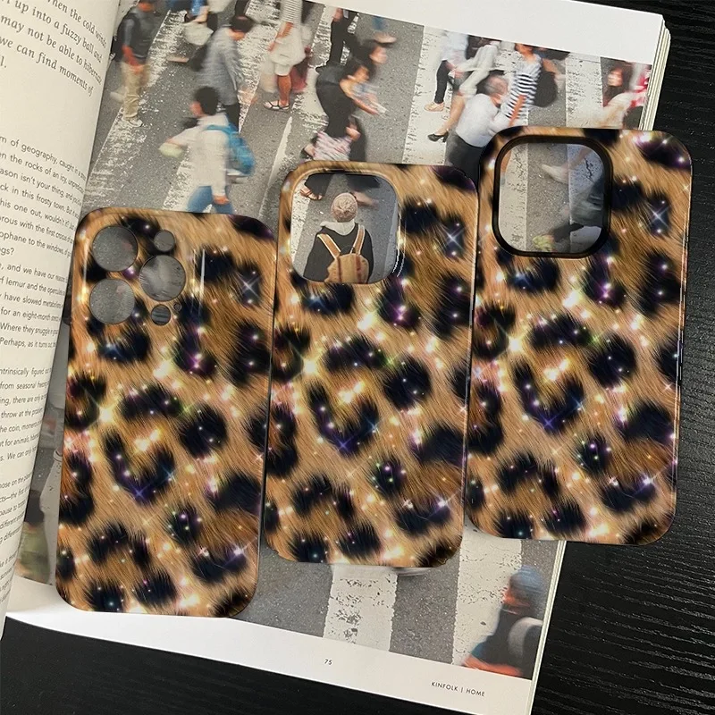 Shining Yellow Leopard Print Art Phone Case for IPHONE 17Air 16E 15 PROMAX 14Plus 13 12 MINI 11PRO 16Plus XR Acrylic Phone Cover