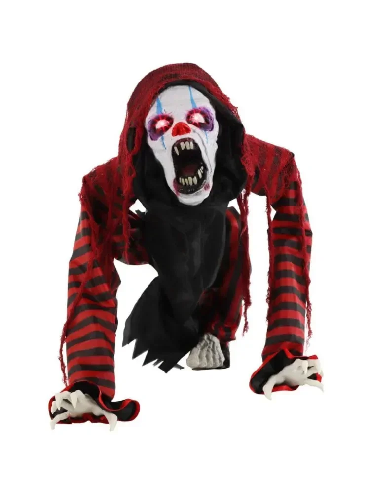 

Halloween Clown Dog，Animatronic with Movement, Sounds, and Light-Up Eyes for Scary Indoor or Covered Outdoor