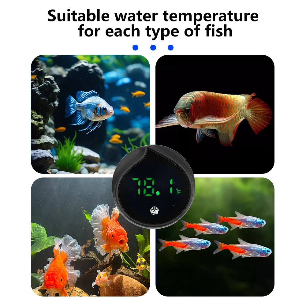 High Precision LED Digital Display Aquarium Thermometer Electronic Thermometer with Touch Button ℃/℉ Switching 0-60℃ (32-140℉)
