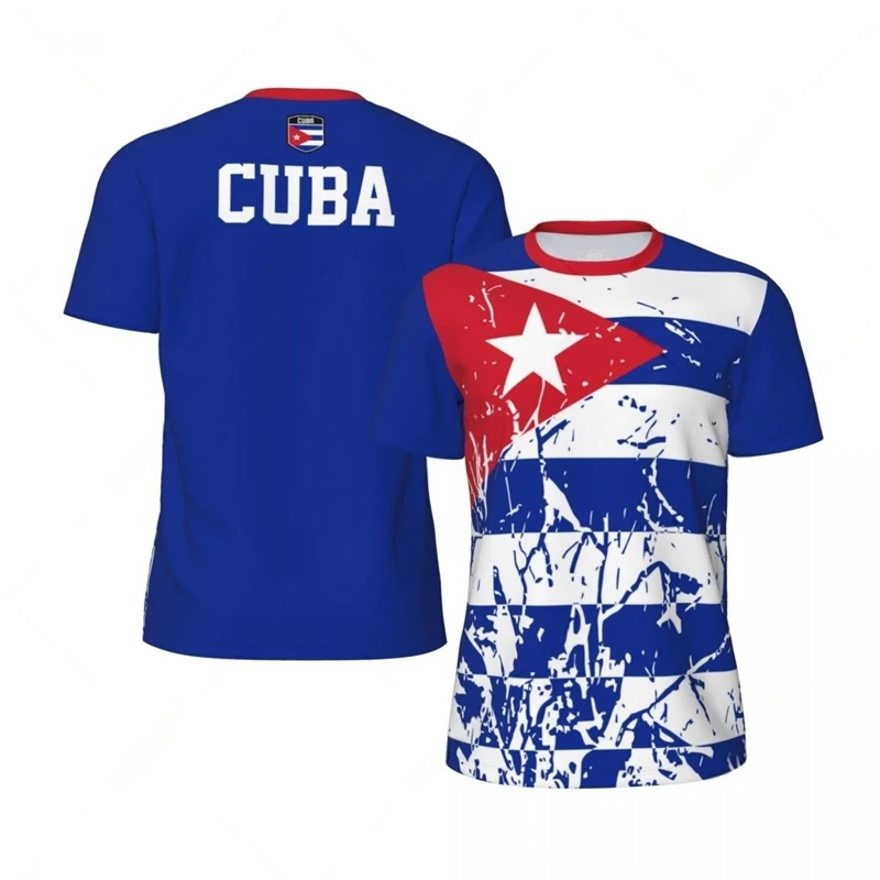Camiseta de fútbol con estampado de bandera de Cuba para hombre, camiseta deportiva con emblema nacional a la moda, camisetas informales