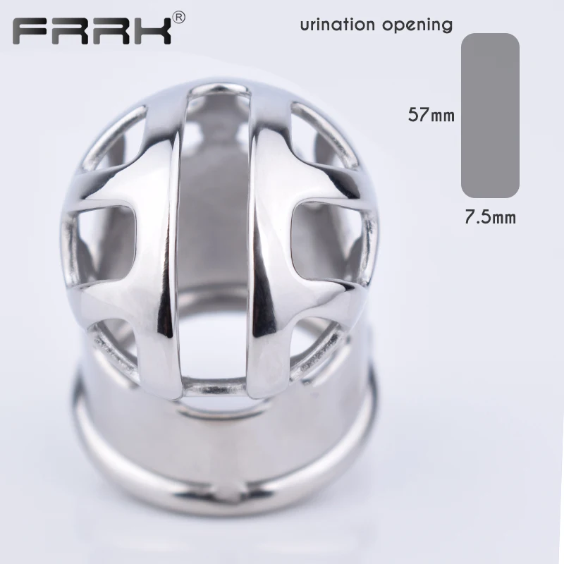 FRRK 115 116 Metal Chastity Cage with 40mm 45mm 50mm 55mm Steel Penis Ring for Adults Men Short Long BDSM Erotic Toys Sex Shop