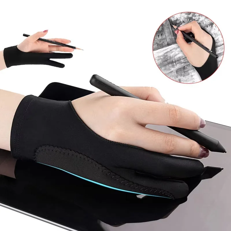 1pcs Two-Finger Drawing Gloves Two Finger Screen Glove Keeps Screen Clean While Sketching For Apple iPad Air Tablet S/M/L Size