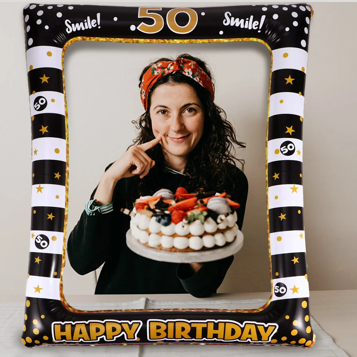 

1pc Inflatable Photo Frame Birthday Party Supplies Kids Pvc Lightweight Frame Costume Prop Carnival Masquerade Decor