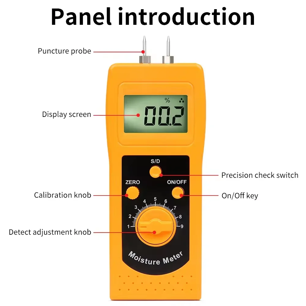 DM300R Portable Hygrometer Humidity  Meat Moisture Meter Analyzer With Dual Sensor