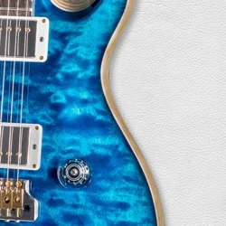 Custom Blue Quilted Maple Top Semi-Hollow Electric Guitar with Abalones-neck Binding & Fingerboard Inlay