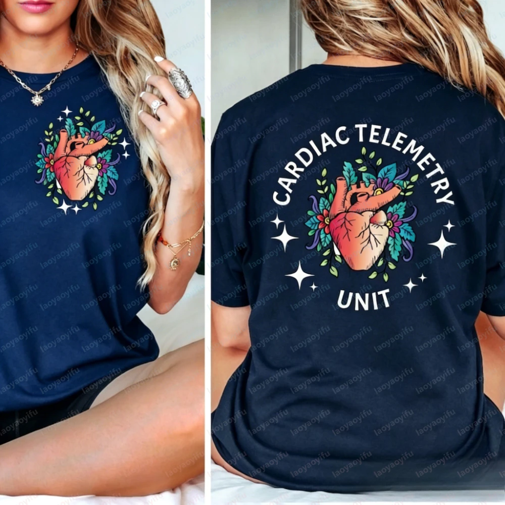 Cardiac Telemetry Unit Nurse Cardiology TShirt CVICU Cardiac Nurse Gift Telemetry RN Cardiovascular Tee Heart Flow Anatomy Tops