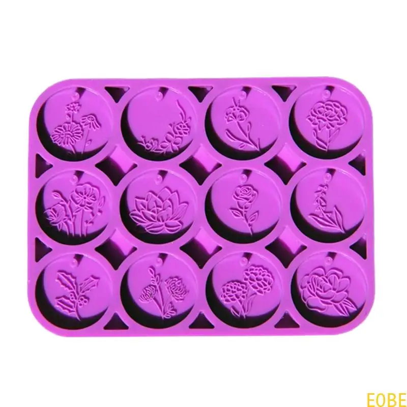 

E0BE Floral Round Disc UV Epoxy Resin Mold 12 Month Flower Jewelry Casting Mold Handmade Birth Flower Pendant Resin Mold Mould