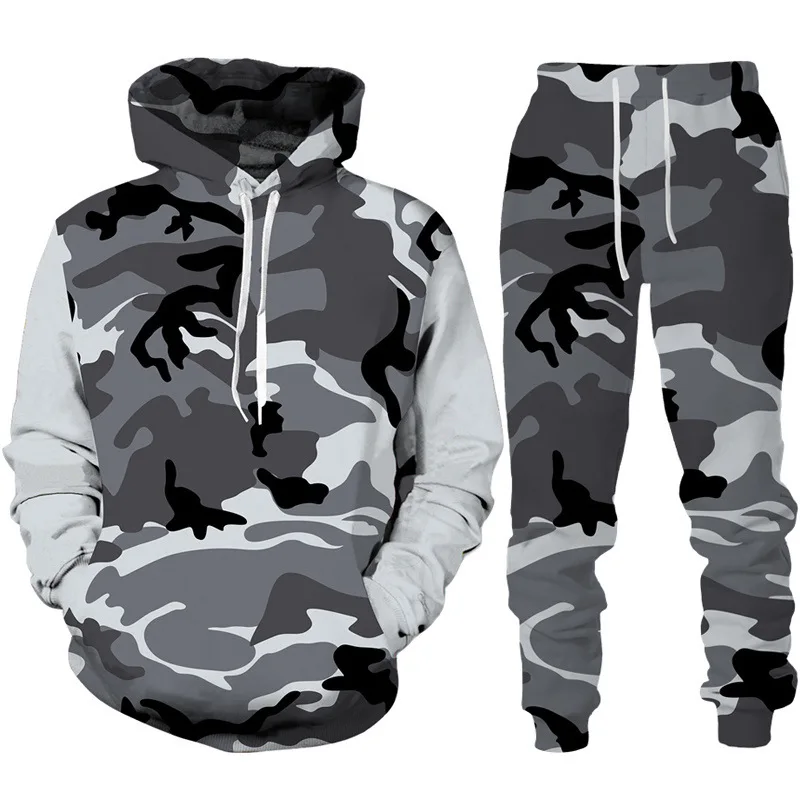 2024 New Men\'s Hoodie Pant Suit 3D Camouflage Print Casual Women High Quality Tracksuit Outfits Fashion Men\'s Clothing 2pcs Sets