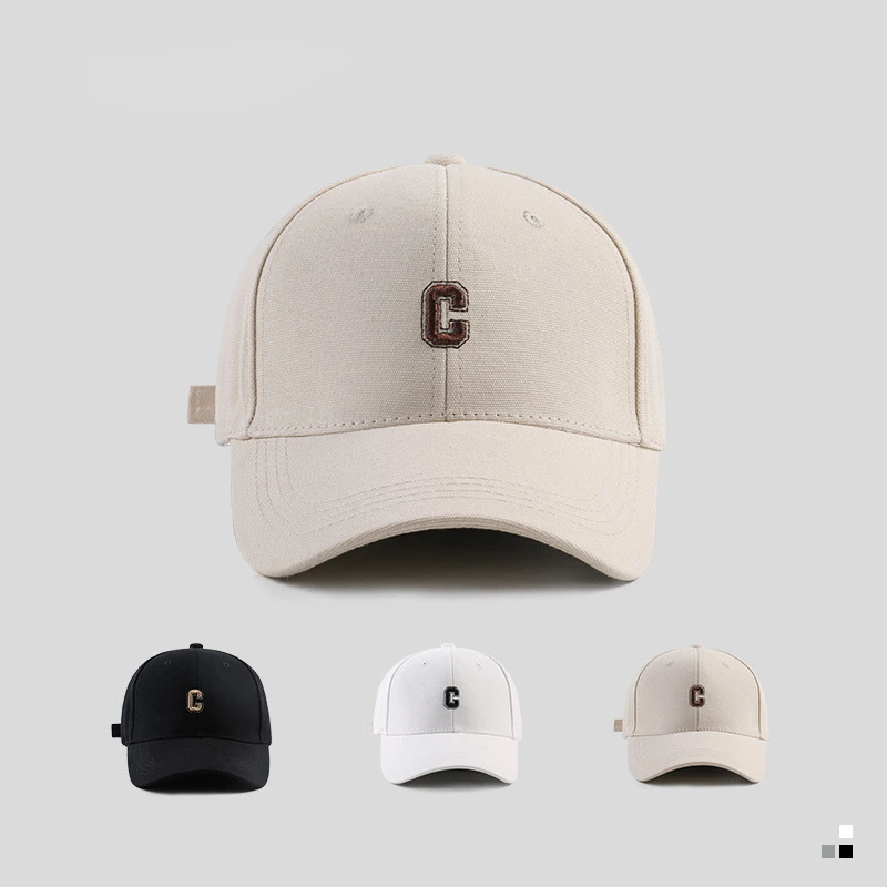 Hard-top C Letter Baseball Cap Men Women\'s Korean version of the tide peaked cap wide-brimmed big head  the curved brimmed hat