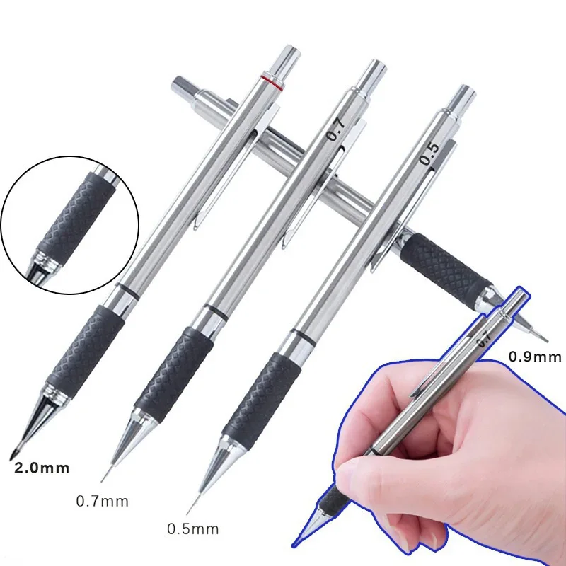 Mechanischer Metallbleistift 0,3/0,5/0,7/0,9/2,0 mm HB Automatikbleistift mit Schutzhülle Büro- und Schulbedarf Schreibutensilien – Detail 2