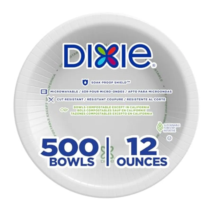 

Dixie 12oz Medium-Weight Paper Bowls by GP PRO White UXB12WS 500 Bowls Per Case