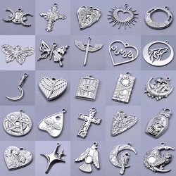 Vintage Pendant Butterfly Cross Heart Moon Mushroom Stainless Steel Charms For Jewelry Making Supplies Metal Eye Star DIY Charm