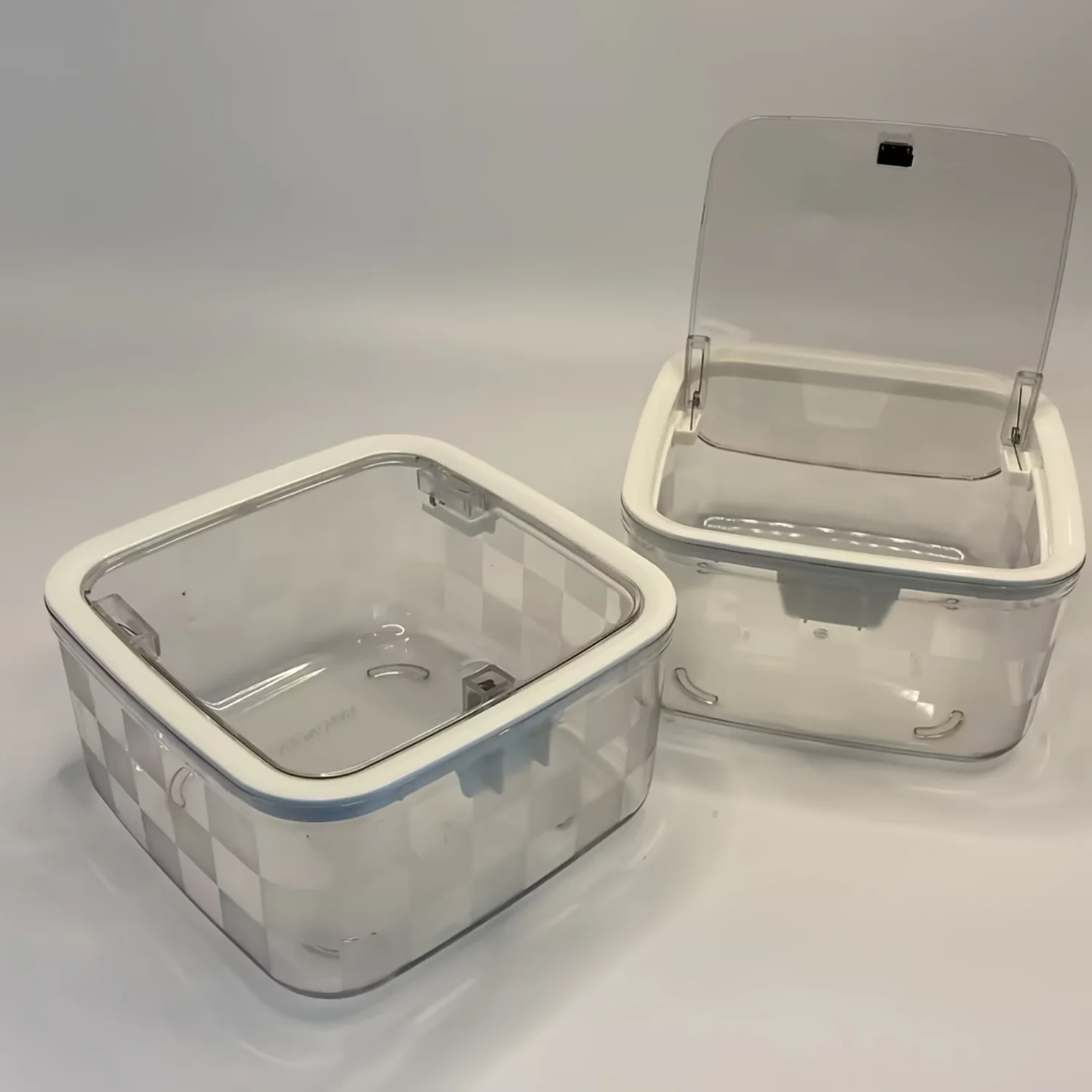 Transparent Plastic Box Press Lid Desktop Trash Can Organizer Office Living Room Waste Paper Basket Clear Cosmetics Debris Conta