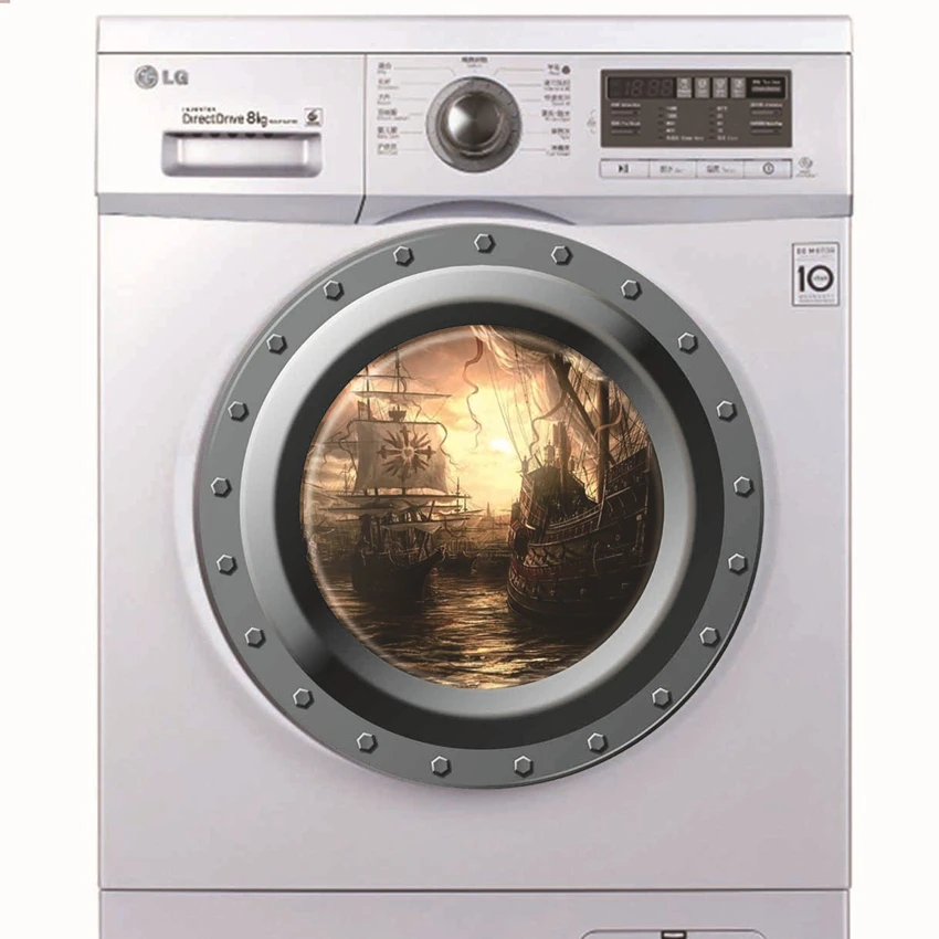 ملصقات حائط ثلاثية الأبعاد للنافذة والجدار ، أوراق مجهولة ، سفينة قراصنة ، شارات فينيل ، ديكور الأجهزة المنزلية ، منظر البحر ، ملصق ، جدارية