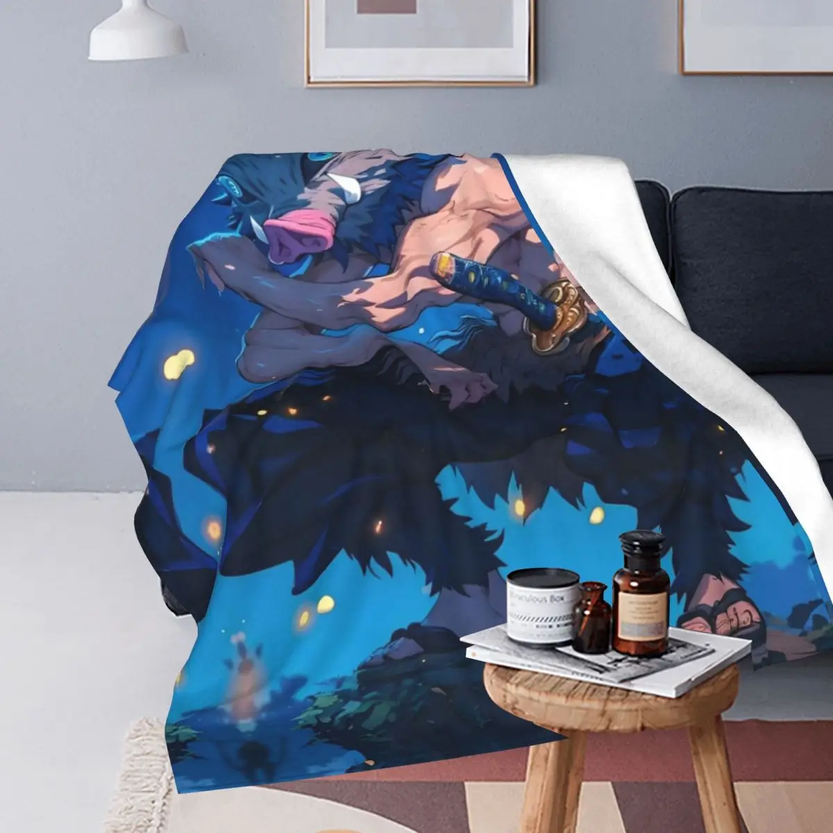 Demon Slayer Inosuke Plush Blanket Funny Throw Blanket for Home 125*100cm Bedspreads