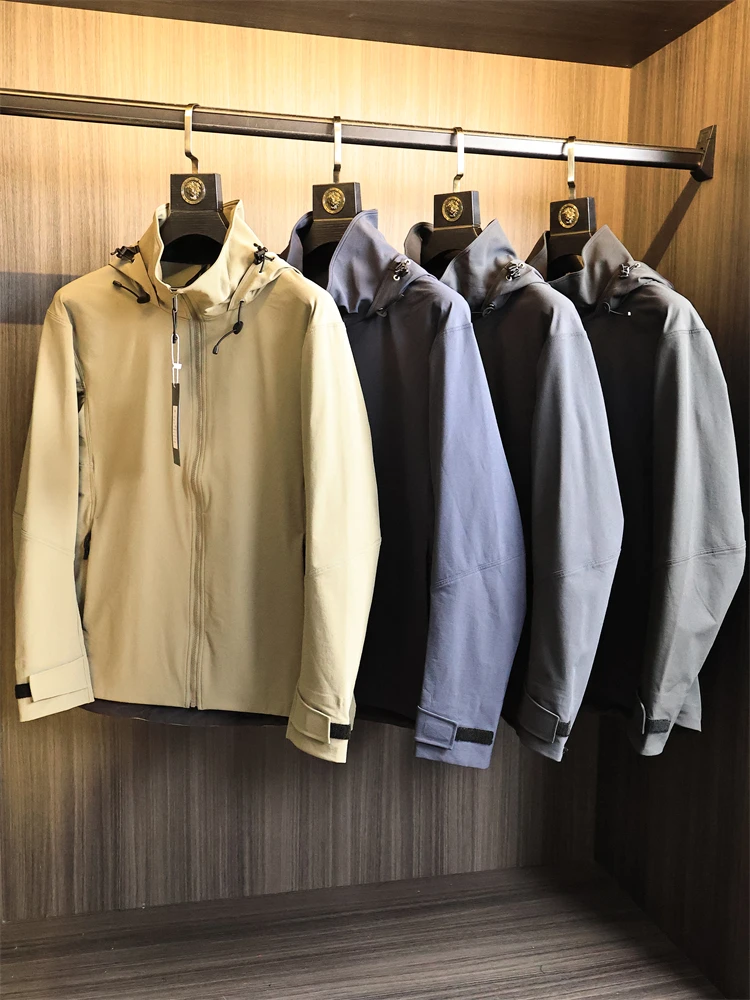 

Мужская уличная софтшелл Jaet Stand Fit, четырехмерная эластичная ветрозащитная водонепроницаемая модная городская молния Long Sve