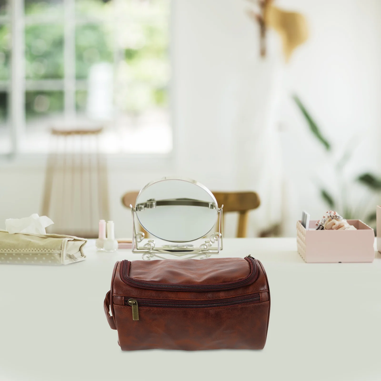 

Large Capacity Waterproof PU Toiletry Bag Portable Makeup Organizer for Travel Indoor Outdoor Cosmetics Storage Pouch