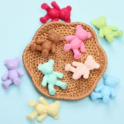 33x30mm 2Pcs Candy Color Matte Bear Loose Beads For Jewelry Making DIY Keychain Phone Chain Pendant Fashion Handmade Material
