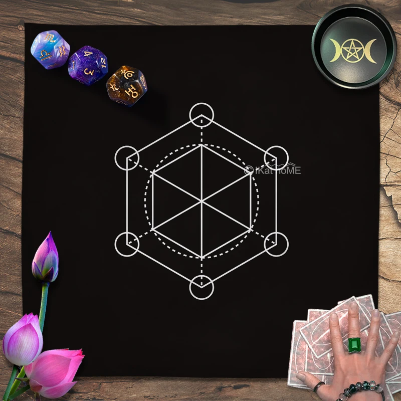 

Flower Of Life Hexagram Magic Circle Rune Seal Tarot Tablecloth Velvet Altar Cloth Pagan Witchcraft Astrology Oracle Card Pads