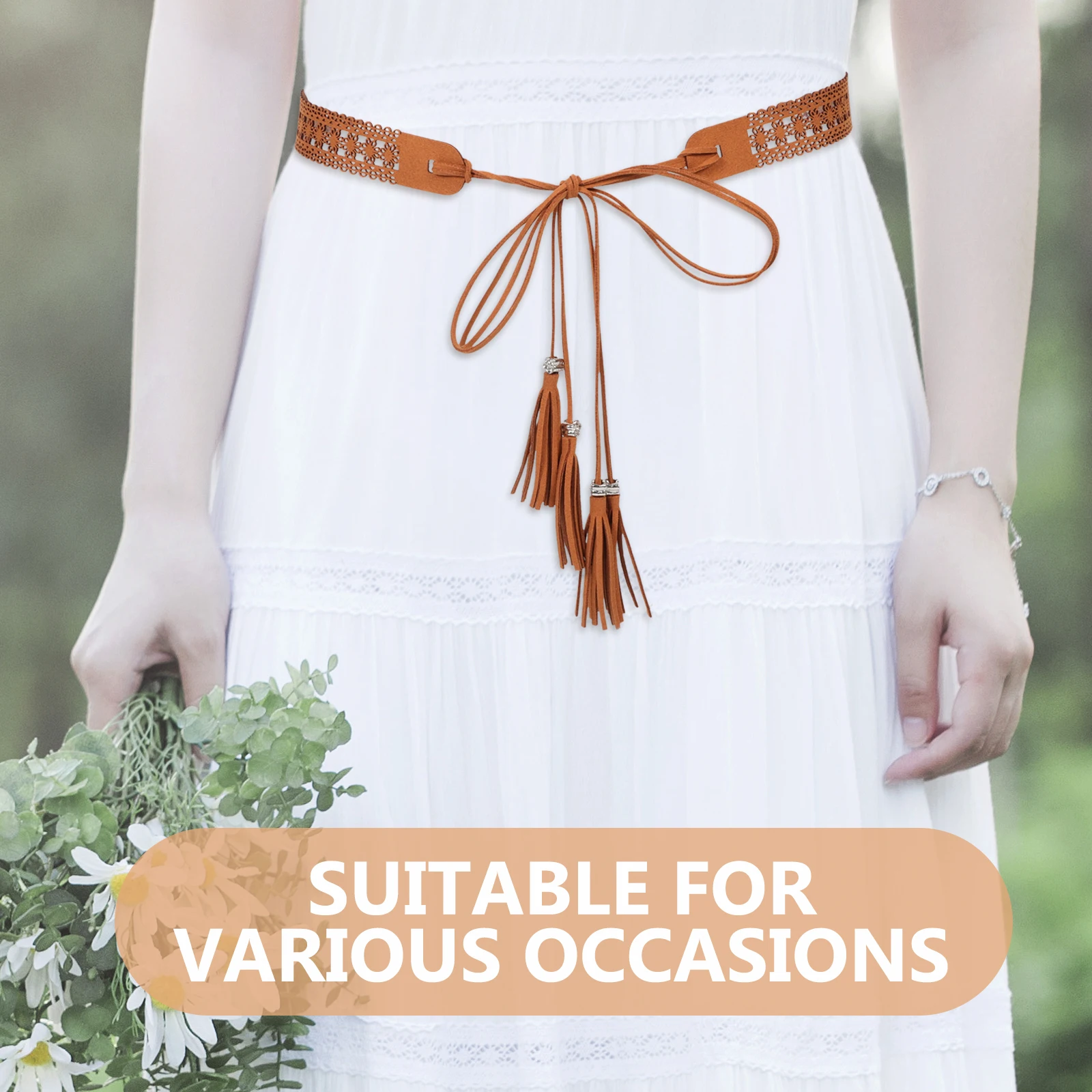 

Bohemian Belt Women Waist Belts for Dress Party Wedding Ceremonies Banquet Holiday Beach Tassel Macrame Flannel Boho