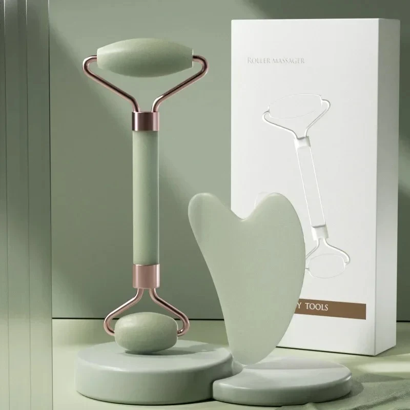 1개 얼굴 및 목 마사지 롤러와 괄사 보드 레진 논로즈 크리스탈 제이드 롤러 뷰티 더블 엔드 마사지 스킨케어 도구