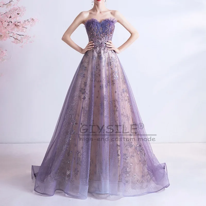 جديد مخصص حفل زفاف رداء حمالة الخصر النحيف مطرزة فساتين السهرة مطوي شبكة تصميم عبر الدانتيل متابعة فساتين لحضور الحفلات الموسيقية