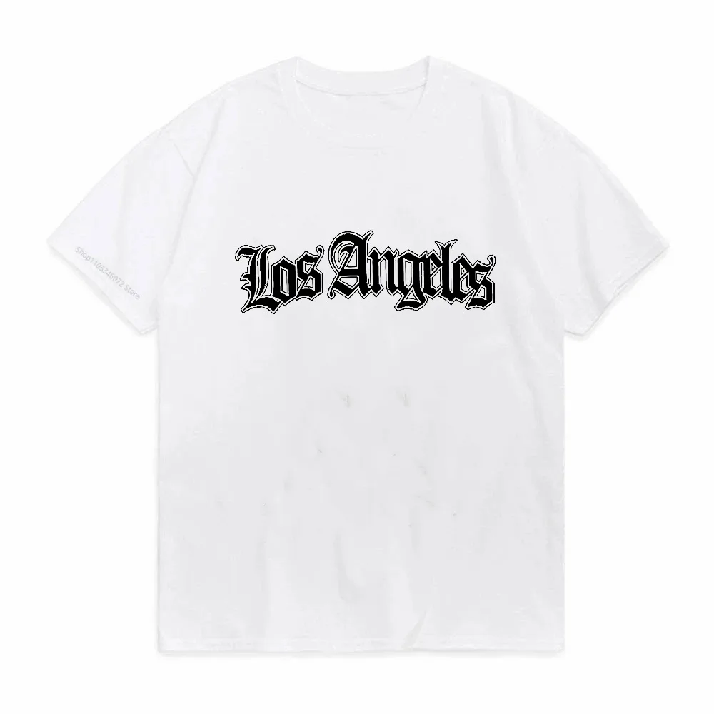 

Men's summer fashionable casual Los Angeles letter printed t shirt outdoor sports round neck short sleeved T-shirt men women tee