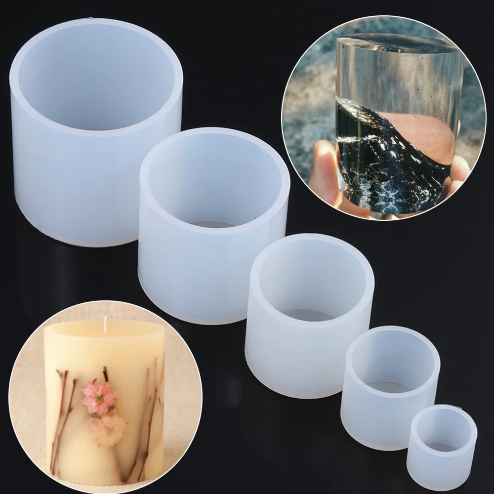 Cylinder White Transparent Silicone  Resin Candle Mould  Home Jewelry Making Succulents Clay Molds