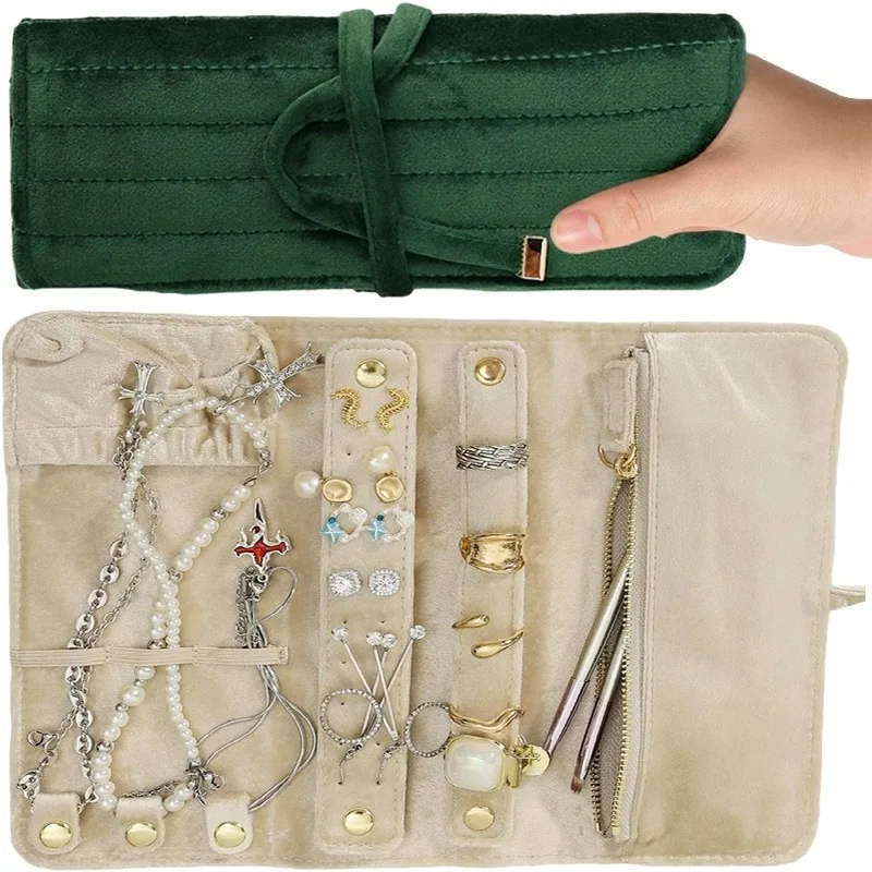 

Дорожный органайзер для украшений: бархатный складной чехол-сумка для хранения серег, ожерелий, браслетов и других ювелирных изделий для женщин