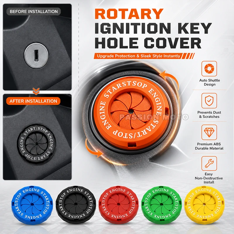 Ignition Device Decor Motorcycle Key Cover Car Interior Sticker Decorative Rotary Push To Start Button Cover for Motorcycle Lock