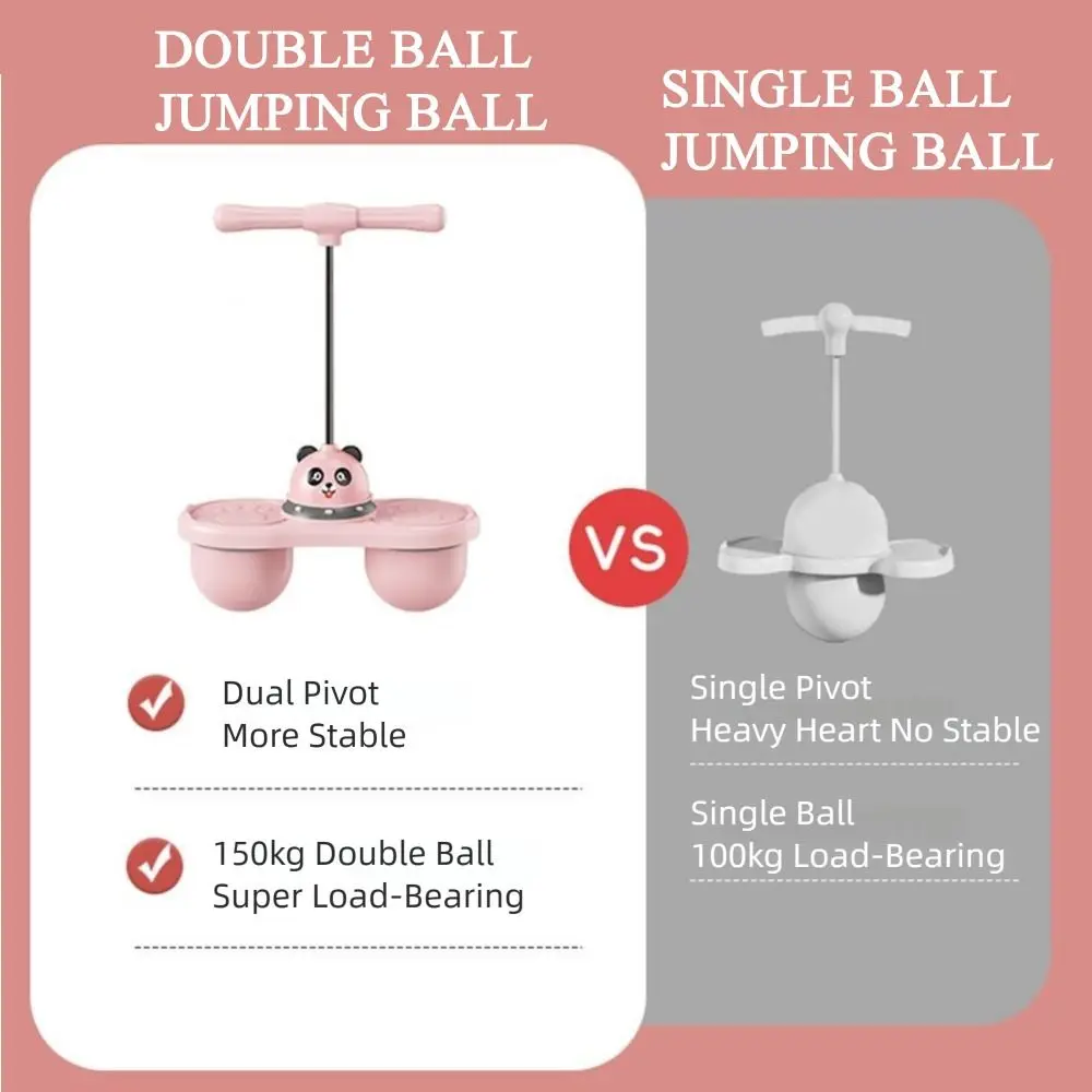 Cartoon Panda Jumping Ball Toys Double Ball Anti-slip ' Bouncy Ball Adjustable Grip High Resilience Elastic Balance Ball Toys