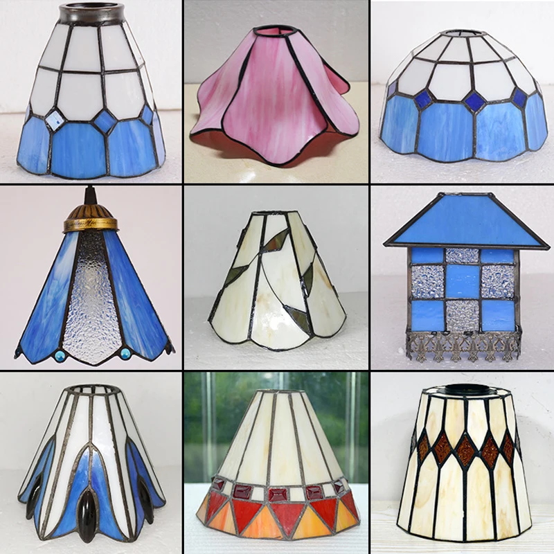 Vintage witraż klosz szklany do Lamp wiszących kinkiet stojak oświetlenie sufitowe lampa Tiffany Shade nocna dekoracja sypialni